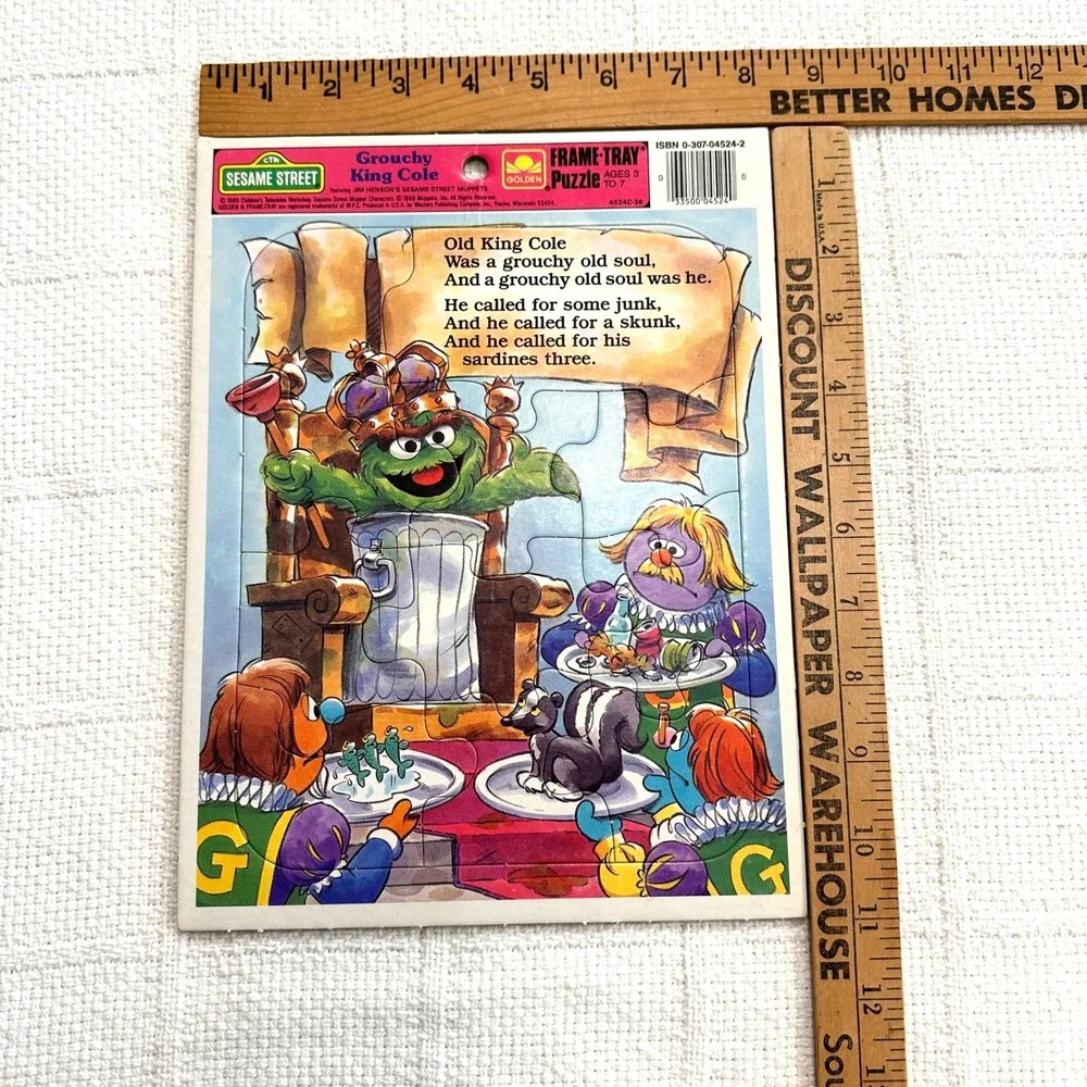 VTG Sesame Street Golden Frame Tray Puzzle Oscar the Grouch King Cole Nursery 89